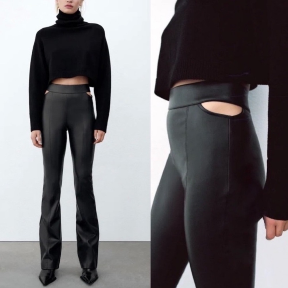 Zara Cut Out Faux Leather Leggings
